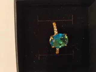 Anillo Chapado oro Azul Circonita