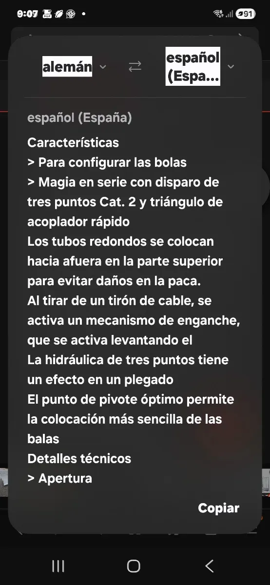 Horquilla trasera para recoger bolas de silo