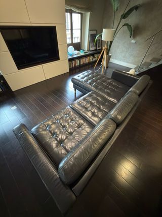 Sofá Chaiselonge 4 plazas Piel Negro