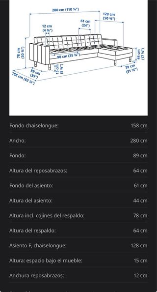 Sofá Chaiselonge 4 plazas Piel Negro