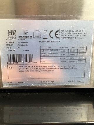 Plancha industrial a gas