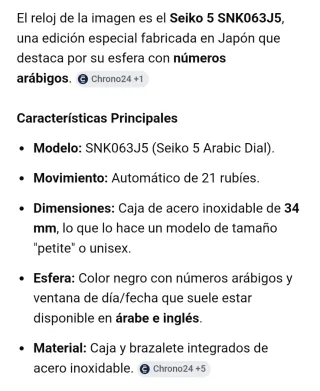 Reloj Seiko Automático Números Árabes