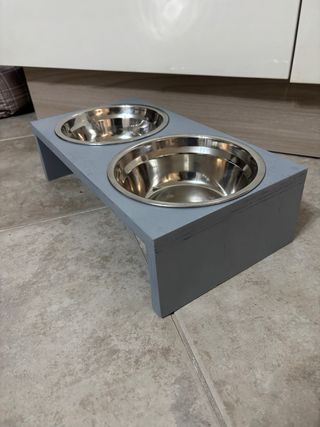 Portaciotole doppio in legno e acciaio