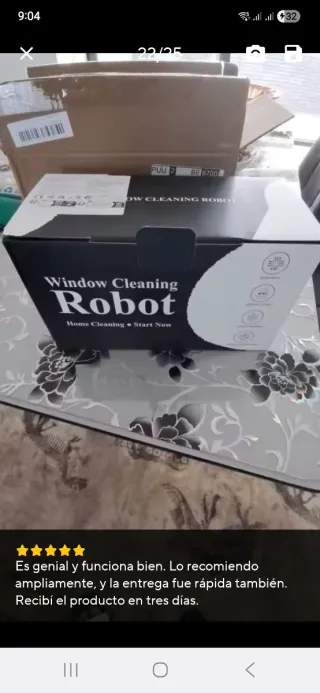 Robot limpiacristales por succión sin estrenar