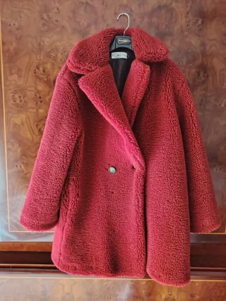 Abrigo borrego rojo Mango