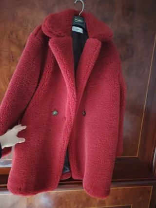 Abrigo borrego rojo Mango