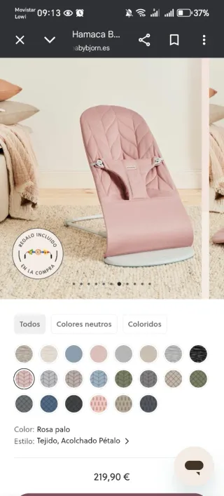 Hamaca Babybjorn Bliss Rosa Palo