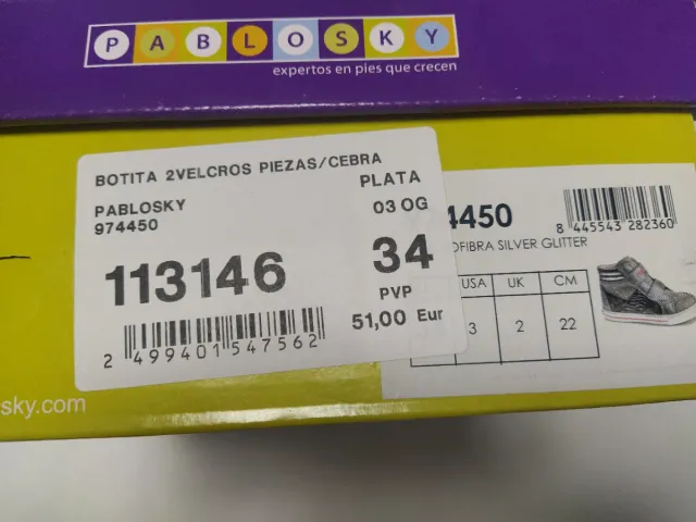 Botín Pablosky Niña Talla 34