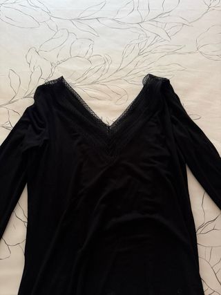 Camiseta de Morgan negra con encaje talla S