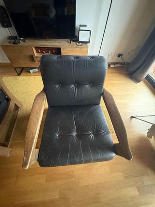 Butacas Mid Century Piel y Madera