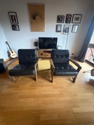 Butacas Mid Century Piel y Madera