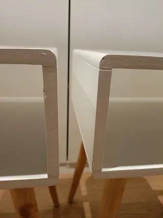 2 Mesitas Noche Modernas Blanca y Madera