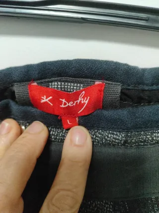 Falda acampanada patchwork gris marca Derhy