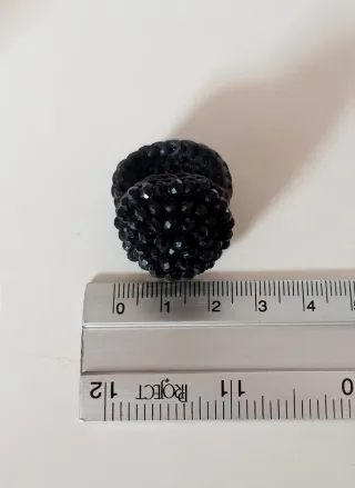 Anillo cuentas cristal negro