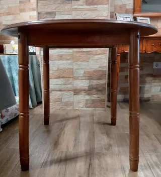 Mesa camilla redonda 90 cm de madera y cristal.