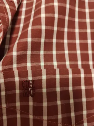 Camisa CH Hombre Cuadros Rojo y Blanco