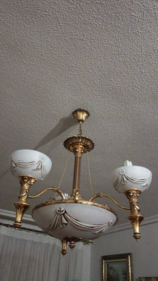 Lámpara de techo de bronce y cristal