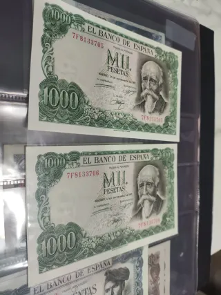 2 Billetes 1000 Pesetas 1971 SC correlativos