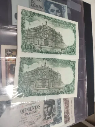 2 Billetes 1000 Pesetas 1971 SC correlativos