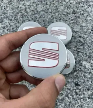 4 CENTROS EMBLEMA RUEDA LLANTA SEAT 56mm 5F0601171