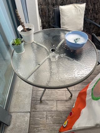 Mesa redonda cristal exterior