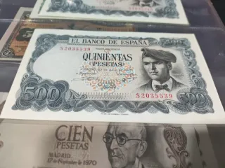 2 Billetes 500 Pesetas 1971 SC Correlativos