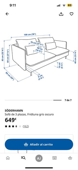 Divano 3 posti IKEA SÖDERHAMN grigio