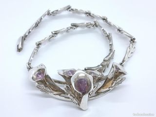Collar Plata 950 Artesanía Mexicana Flores Amatist