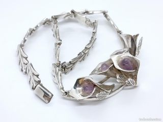 Collar Plata 950 Artesanía Mexicana Flores Amatist