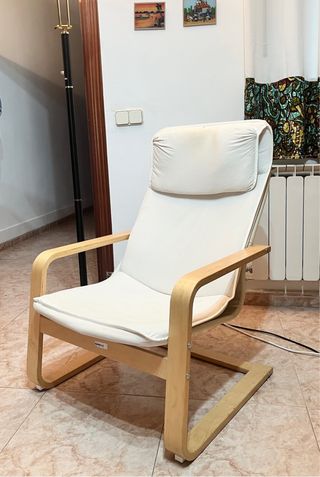 Poltrona dondolo IKEA in legno e tessuto