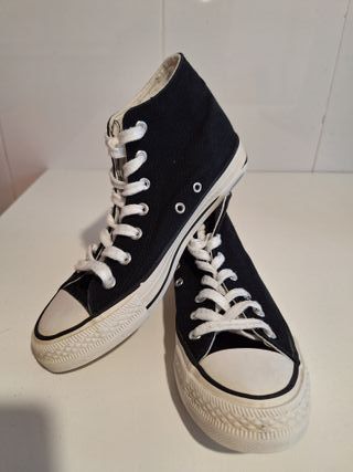 Zapatillas altas tela negra mujer T-36