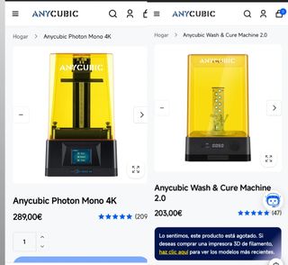 Impresora 3D resina + wash and cure