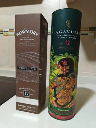 Scatole vuote whisky Bowmore e Lagavulin