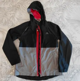 Cortavientos Quechua Talla 12 Negro/Gris/Fucsia