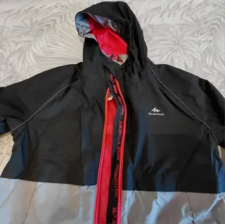 Cortavientos Quechua Talla 12 Negro/Gris/Fucsia