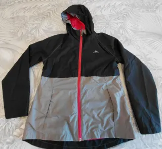 Cortavientos Quechua Talla 12 Negro/Gris/Fucsia