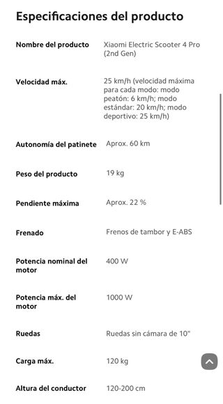 Patinete Eléctrico Xiaomi 4 Pro 2ª Gen
