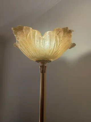 Lámpara de bronce y cristal Murano