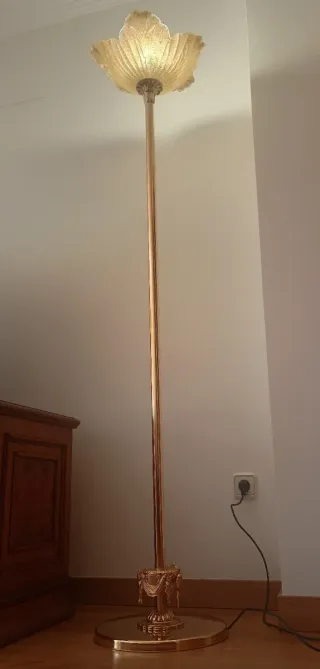 Lámpara de bronce y cristal Murano