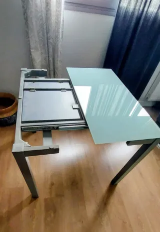 Mesa de comedor extensible cristal y metal