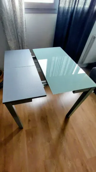 Mesa de comedor extensible cristal y metal
