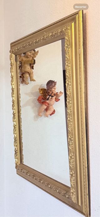 Espejo Vintage Cuadrado - Marco Madera Tallada oro