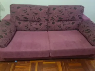 Sofá Cama Gris y Morado