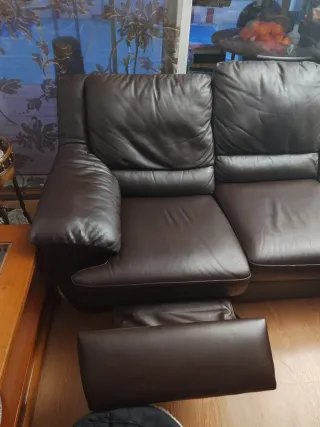 Sofá de Piel Marrón 3 Plazas.