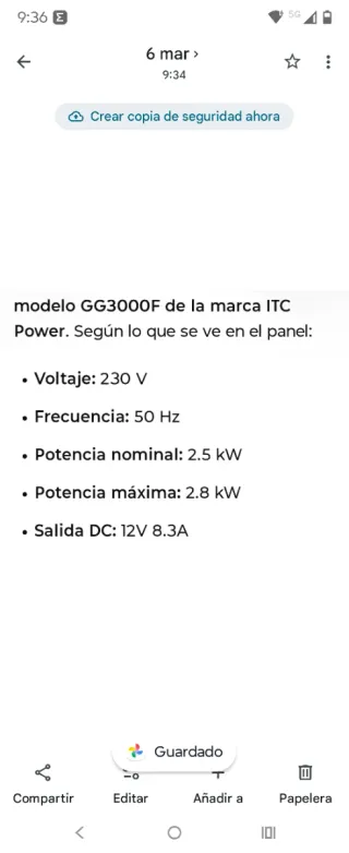 Generador Eléctrico TcPower GG3000F