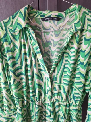 Abito chemisier Zara verde stampa geometrica