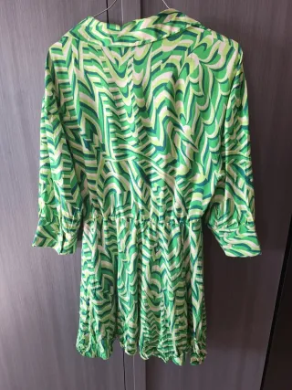 Abito chemisier Zara verde stampa geometrica
