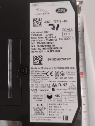 Módulo Electrónico Jaguar  Land Rover J9C370718CV