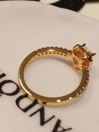 Anillo Pandora Corazón Circonitas Baño Oro 14k