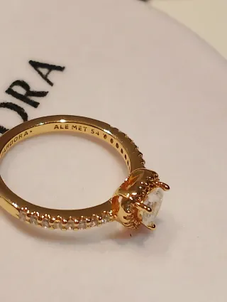 Anillo Pandora Corazón Circonitas Baño Oro 14k